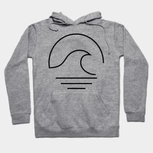 minimal wave and sun Black Hoodie